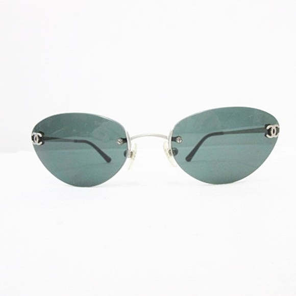 Chanel CC Logo Navy Blue Silver Rimless 4003 - Picture 2 of 9